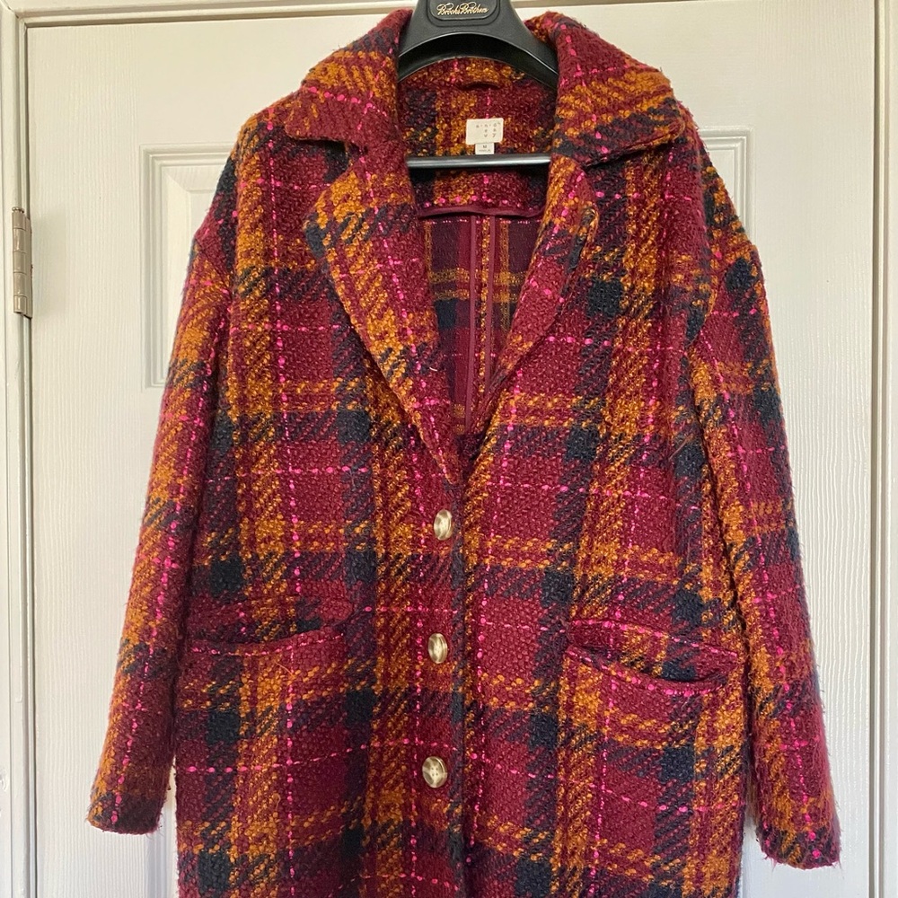 🍁GUC A.N.D. Unstructured Plaid Peacoat in Lightweight Wool Blend🍁